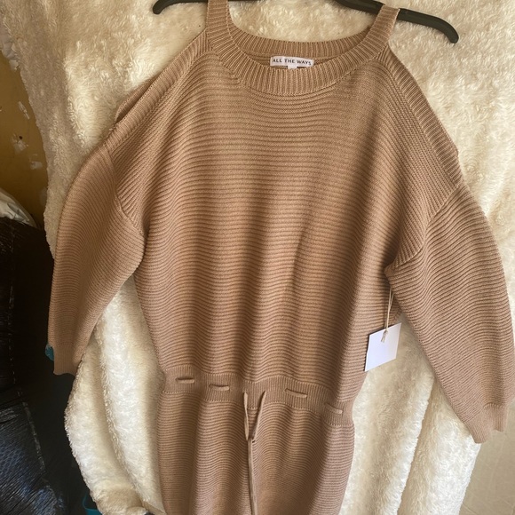 “All the ways” oatmeal cold shoulder sweater mini dress from Revolve - Picture 2 of 5